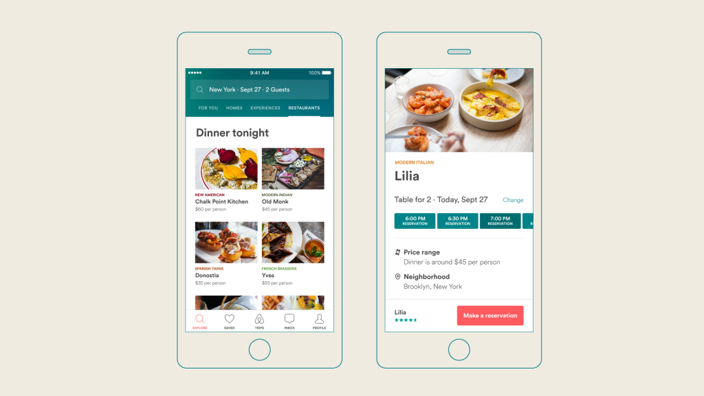 Airbnb restaurant reservations